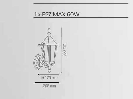 Applique lanterna per esterno IP44 rivolta in alto in alluminio antracite o bianco diffusore in vetro lampada 1XE27 non inclusa MILANO Applique lanterna per esterno IP44 rivolta in alto in alluminio antracite o bianco diffusore in vetro lampada 1XE27 non inclusa MILANO